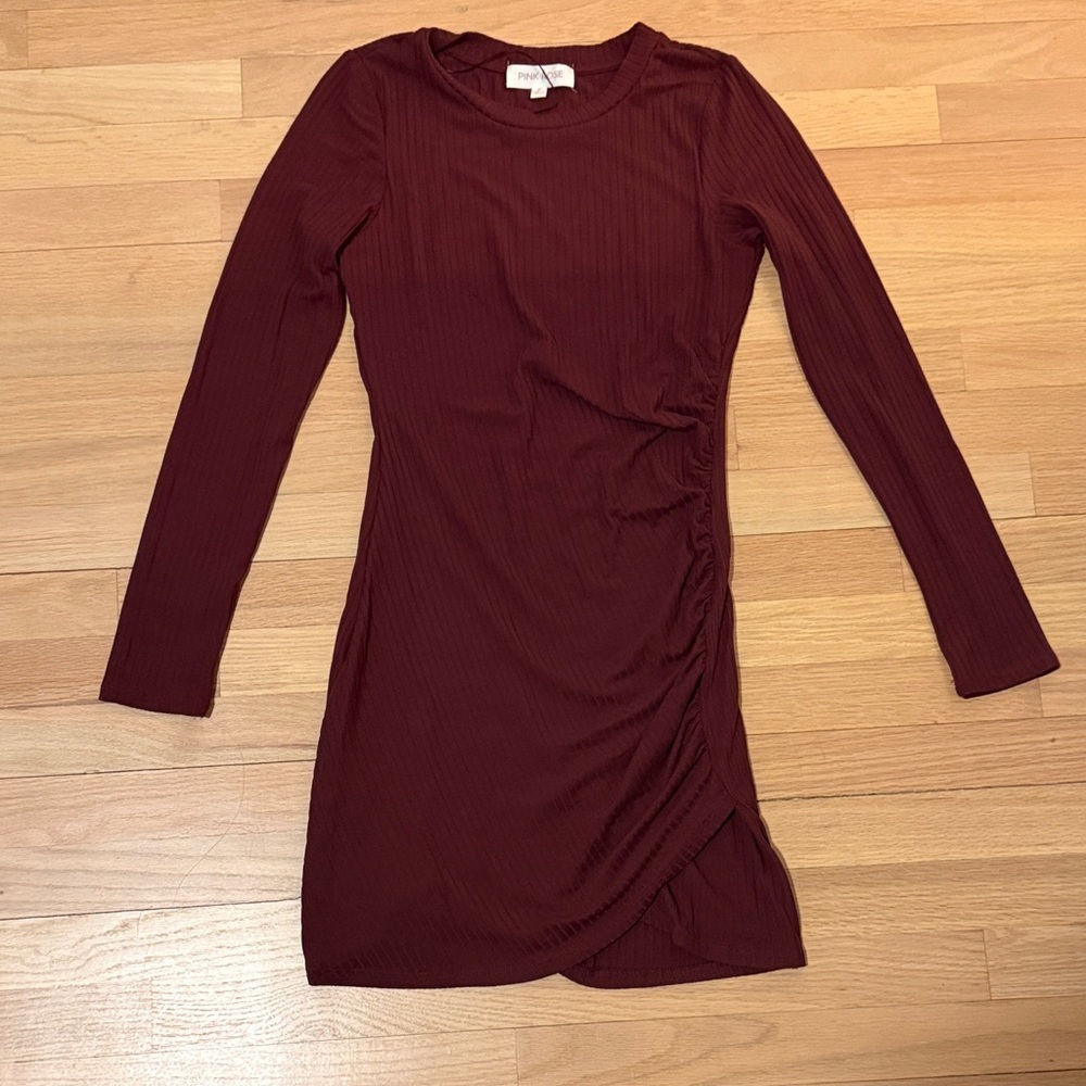 Dry Goods Maroon Long Sleeve Dress